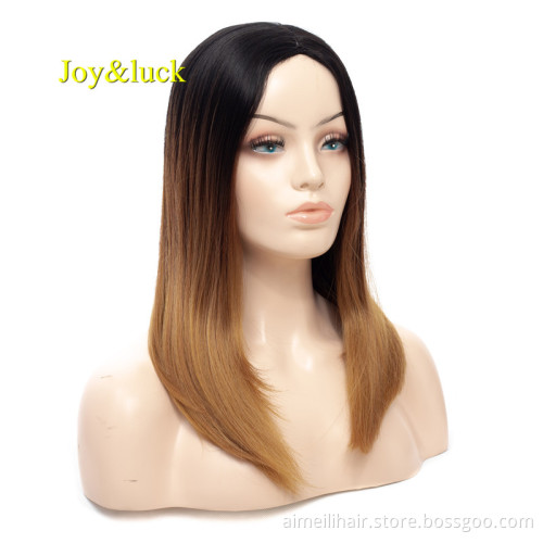 Wholesale Wig Three Tone Black to Dark Brown to Light Ombre Brown for Women Cosplay Natural Long Straight Synthetic Hari Wigs